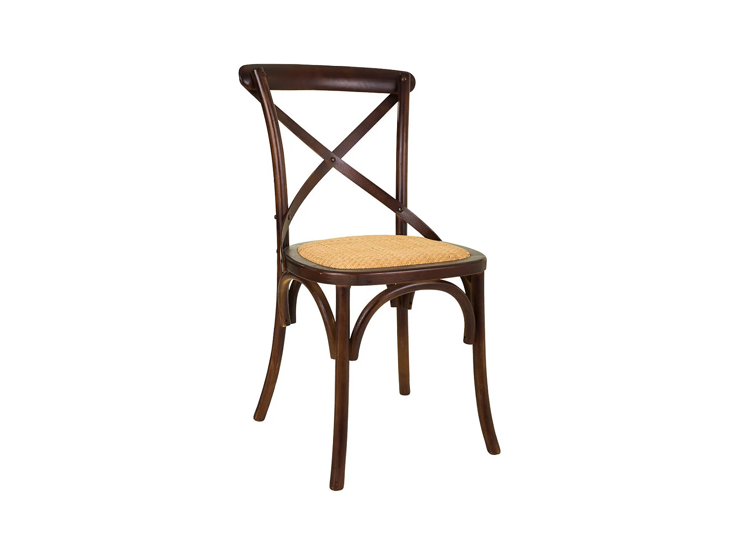 Chaise en bois et assise en rotin marron 44x42x46/88h