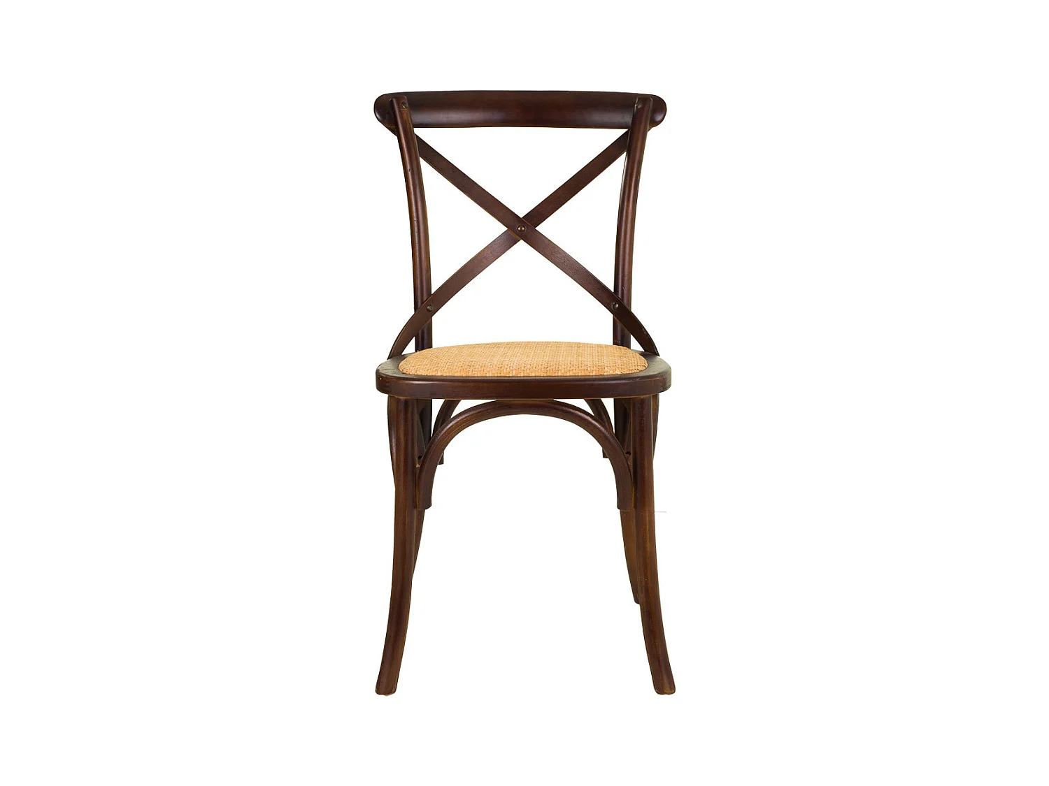 Chaise en bois et assise en rotin marron 44x42x46/88h