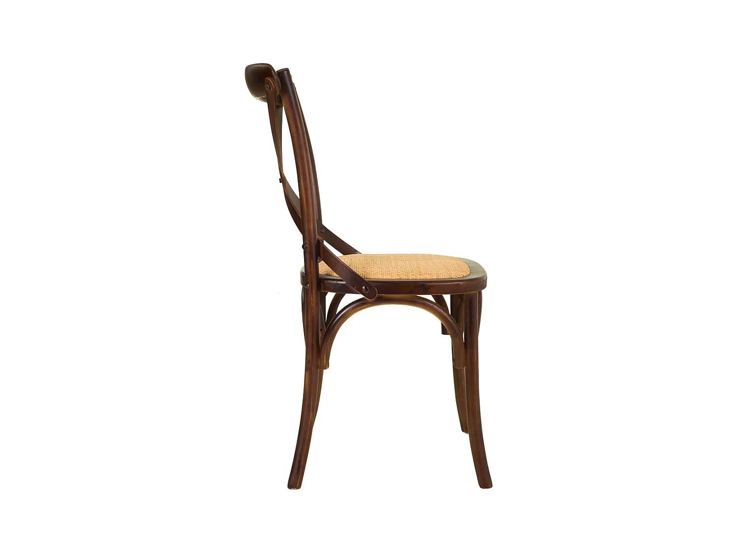 Chaise en bois et assise en rotin marron 44x42x46/88h