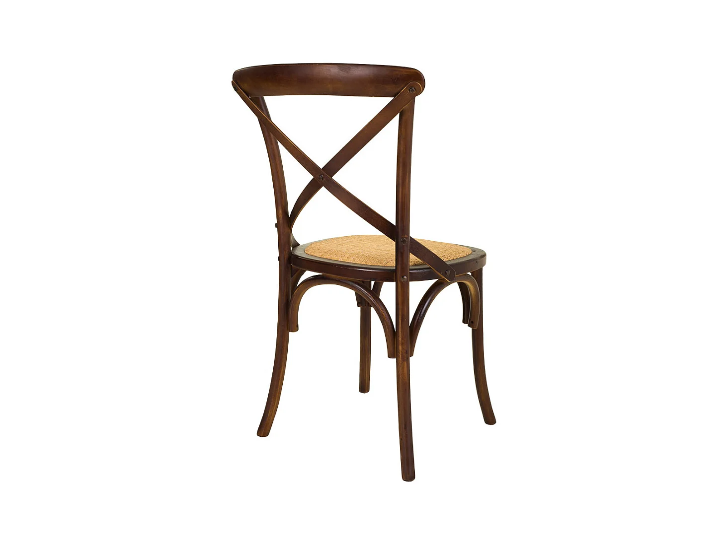 Chaise en bois et assise en rotin marron 44x42x46/88h