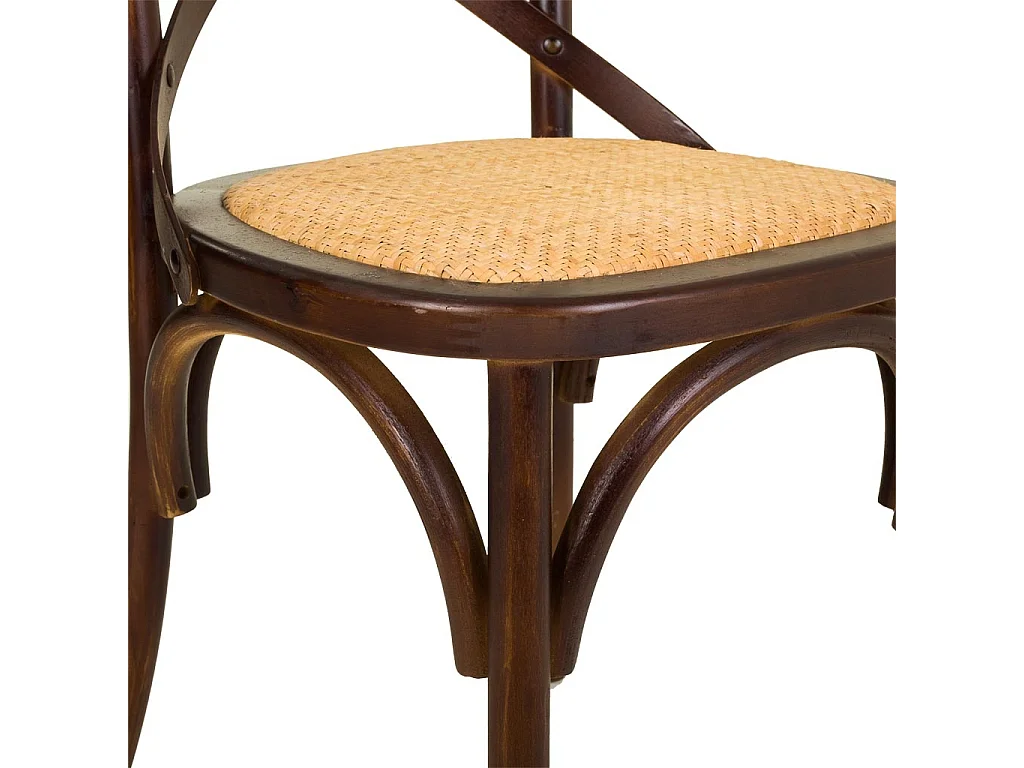 Chaise en bois et assise en rotin marron 44x42x46/88h