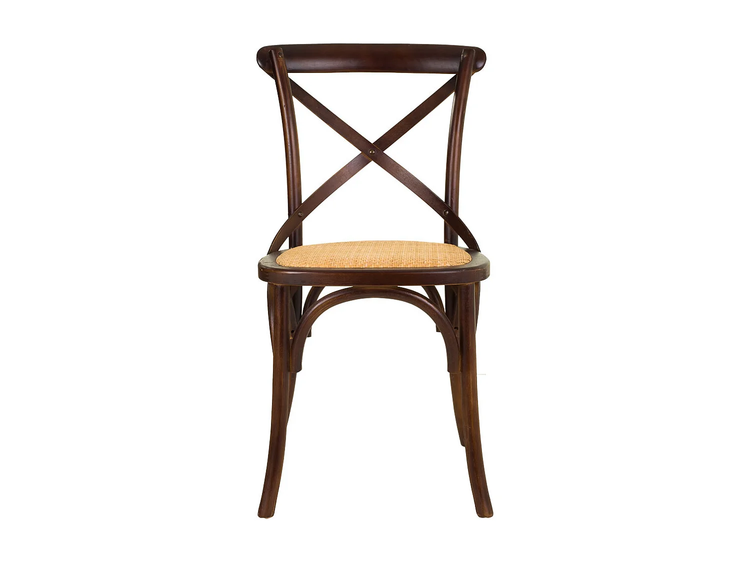 Cadeira de madeira e assento em rattan castanho 44x42x46/88