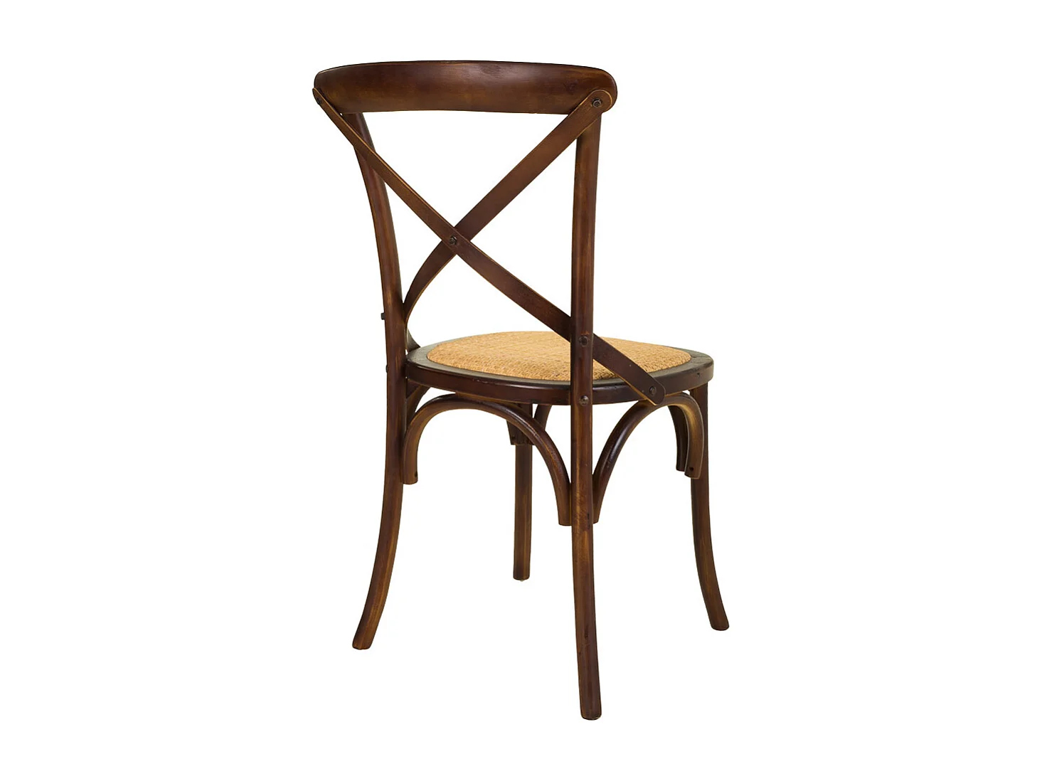 Cadeira de madeira e assento em rattan castanho 44x42x46/88