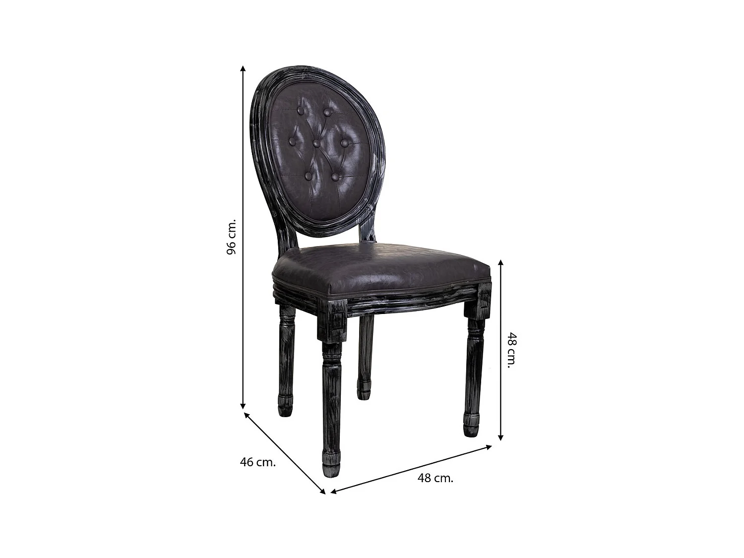 Chaise en bois tapissée noire 48x46x48/96h