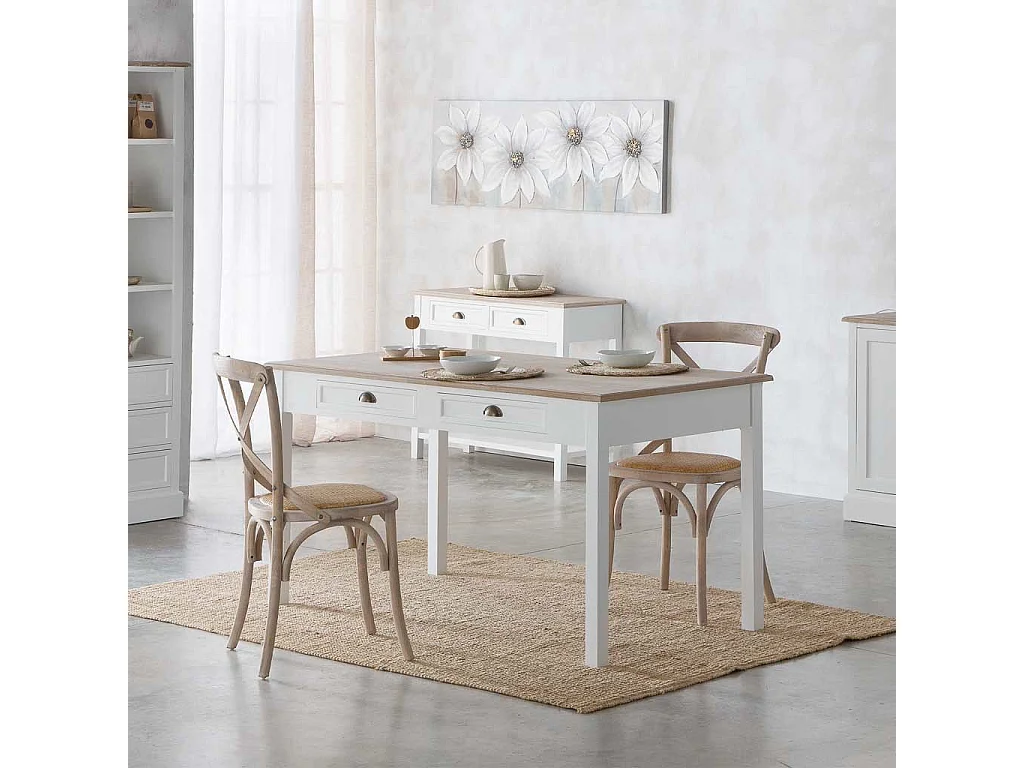 Mesa de madera blanca 150x80x78