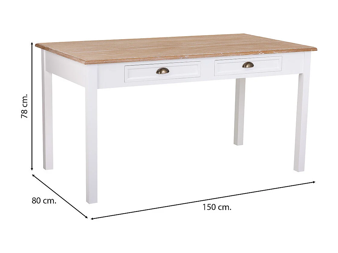 Weißer Holztisch 150x80x78h cm