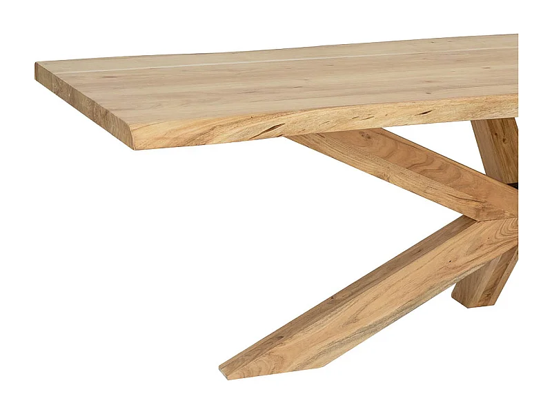 Mesa de comedor de madera de acacia, color natural 240x100x77h cm
