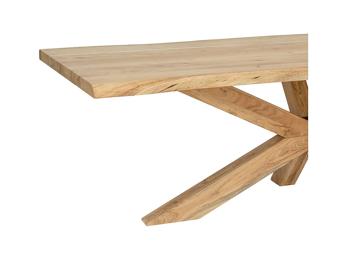Mesa de jantar em madeira de acácia, acabamento natural 240x100x77h cm