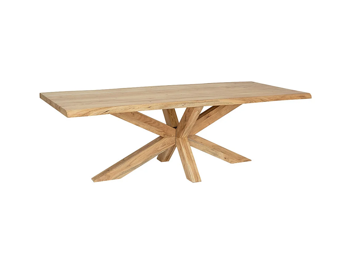 Mesa de jantar em madeira de acácia, acabamento natural 240x100x77h cm