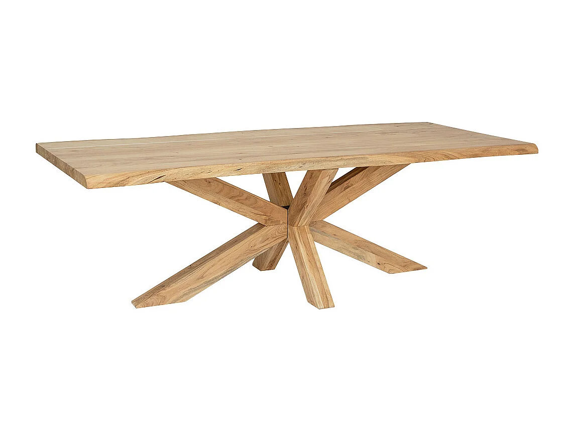Mesa de comedor de madera de acacia, color natural 240x100x77h cm