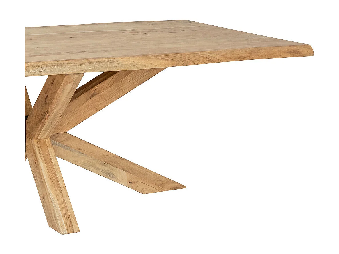 Mesa de comedor de madera de acacia, color natural 240x100x77h cm