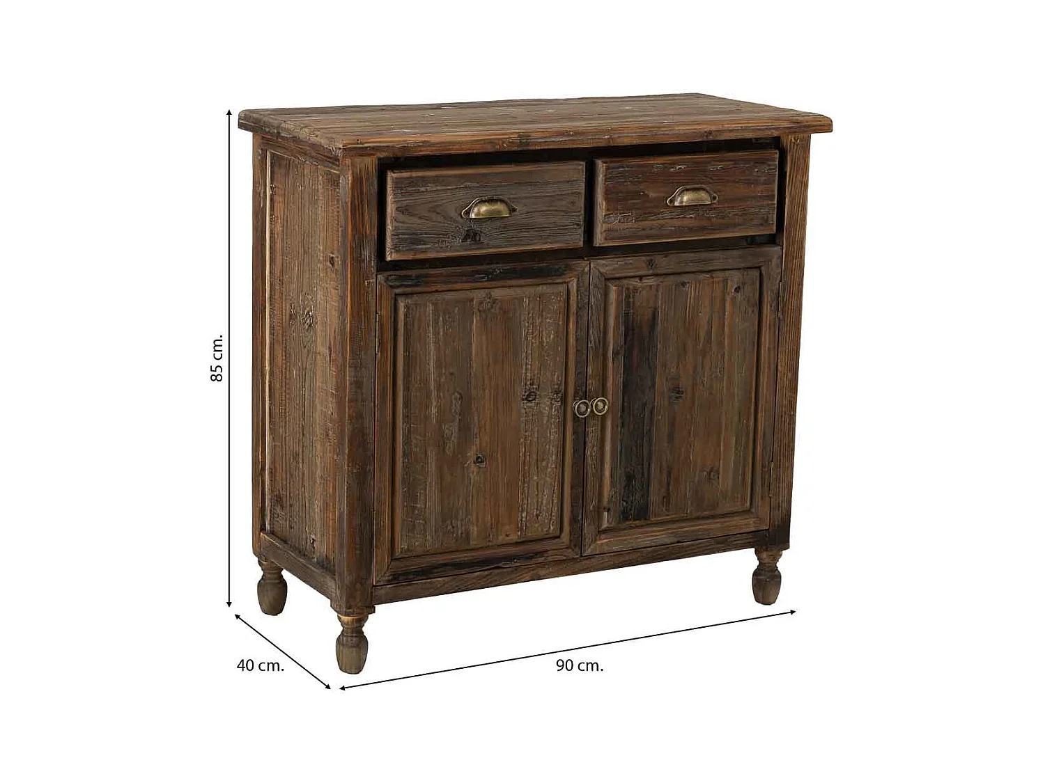 Buffet en bois avec 2 portes et 2 tiroirs 90x40x85h cm