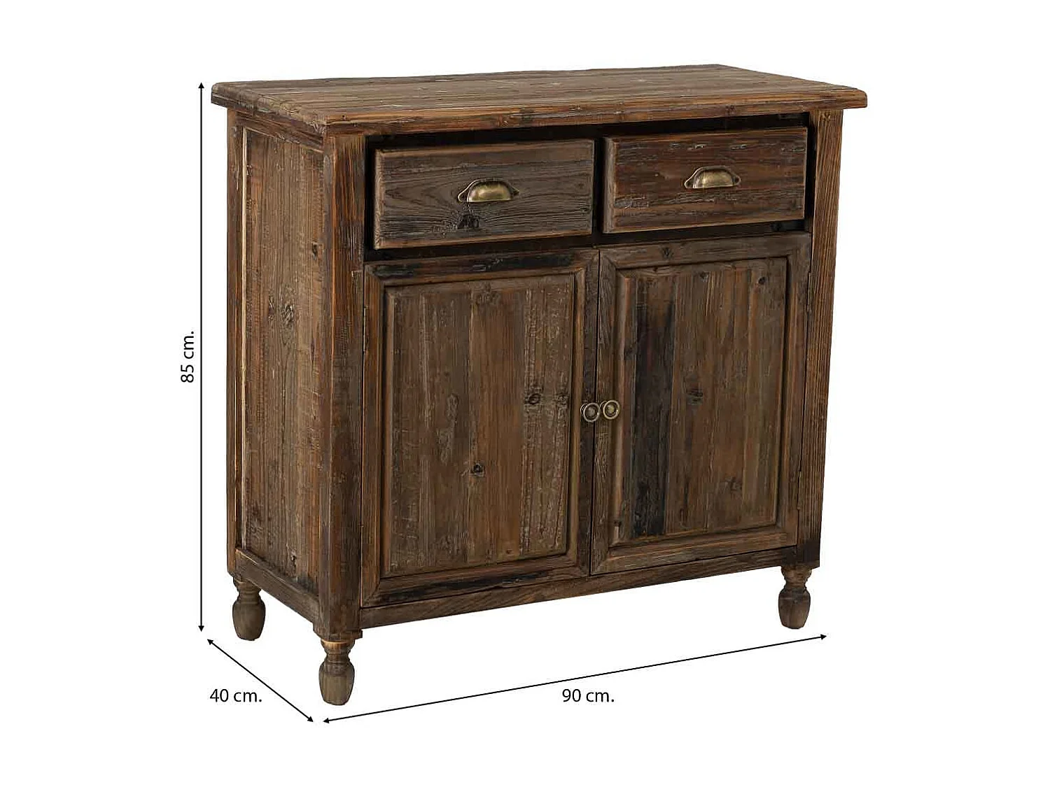 Aparador em madeira com 2 portas e 2 gavetas 90x40x85h cm