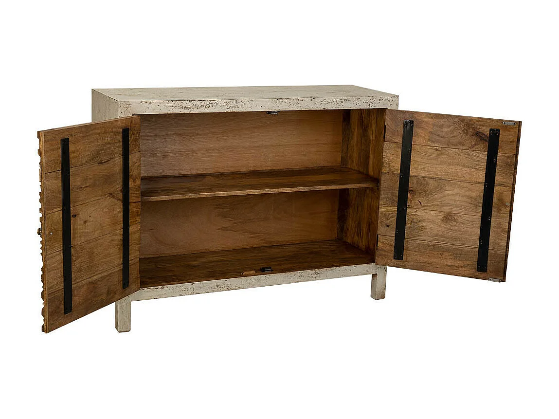 Credenza in legno scolpito bianco 120x40x90