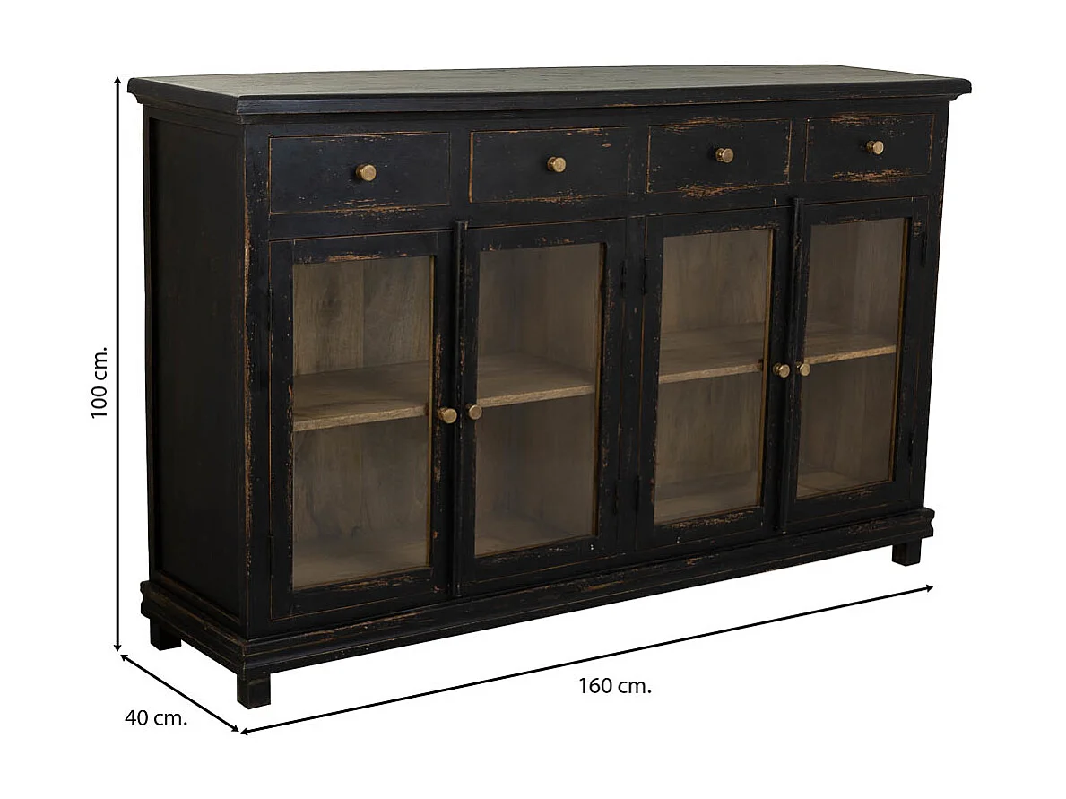 Credenza in legno nero 160x40x100