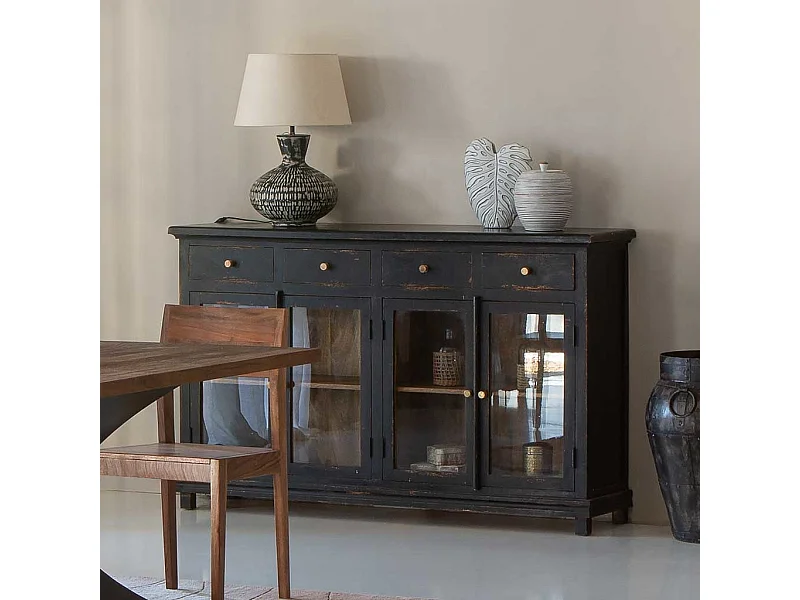 Credenza in legno nero 160x40x100