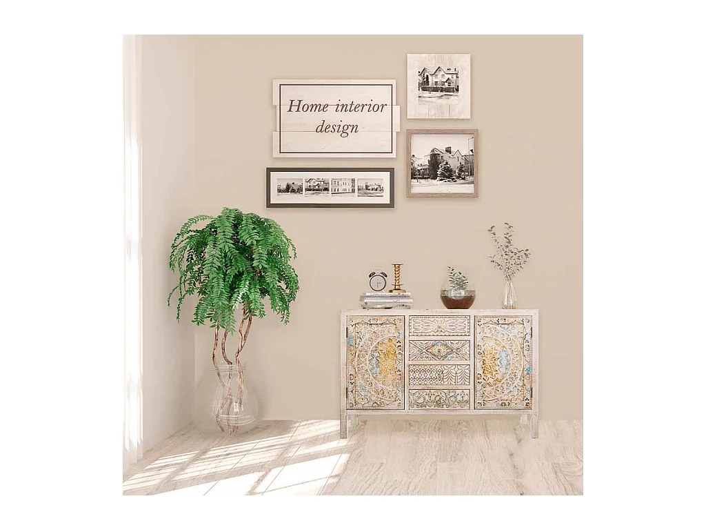 Buffet en bois sculpté 120x35x80h cm