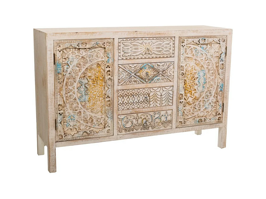 Buffet en bois sculpté 120x35x80h cm