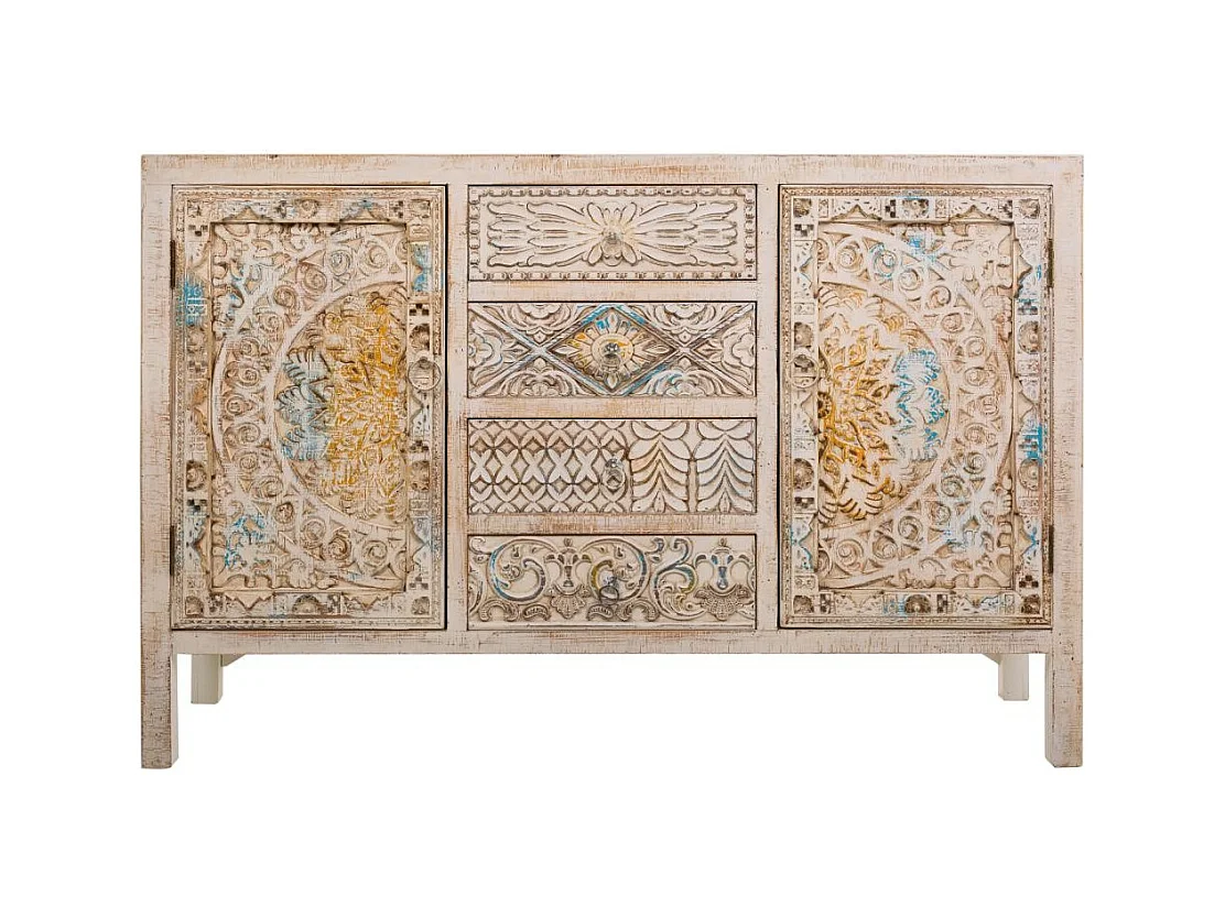 Buffet en bois sculpté 120x35x80h cm