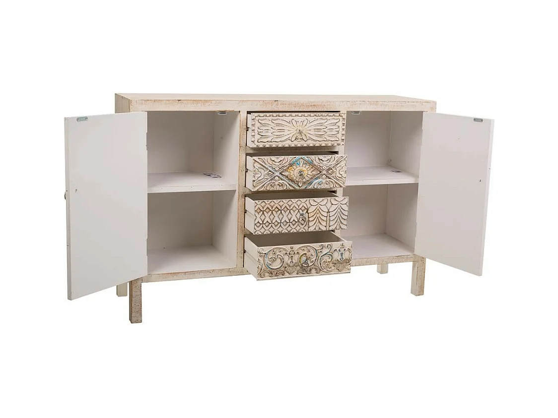 Buffet en bois sculpté 120x35x80h cm