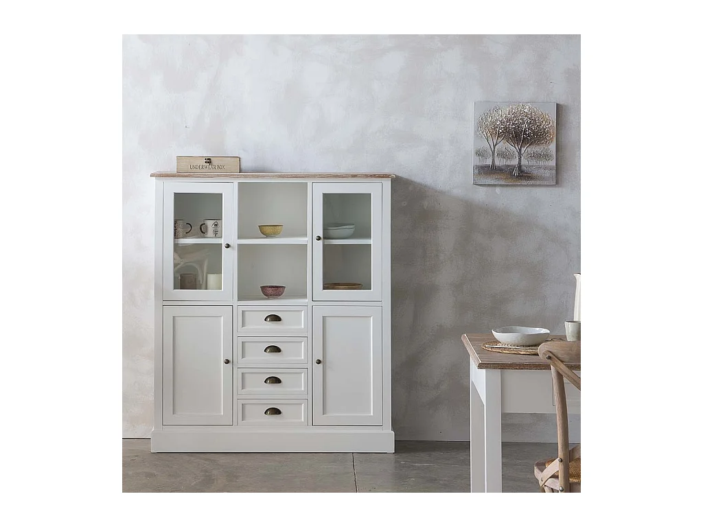 Vitrine en bois blanc 115x35x130.5h