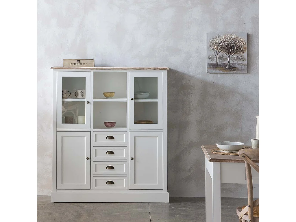 Weiße Holzvitrine 115x35x130,5h cm