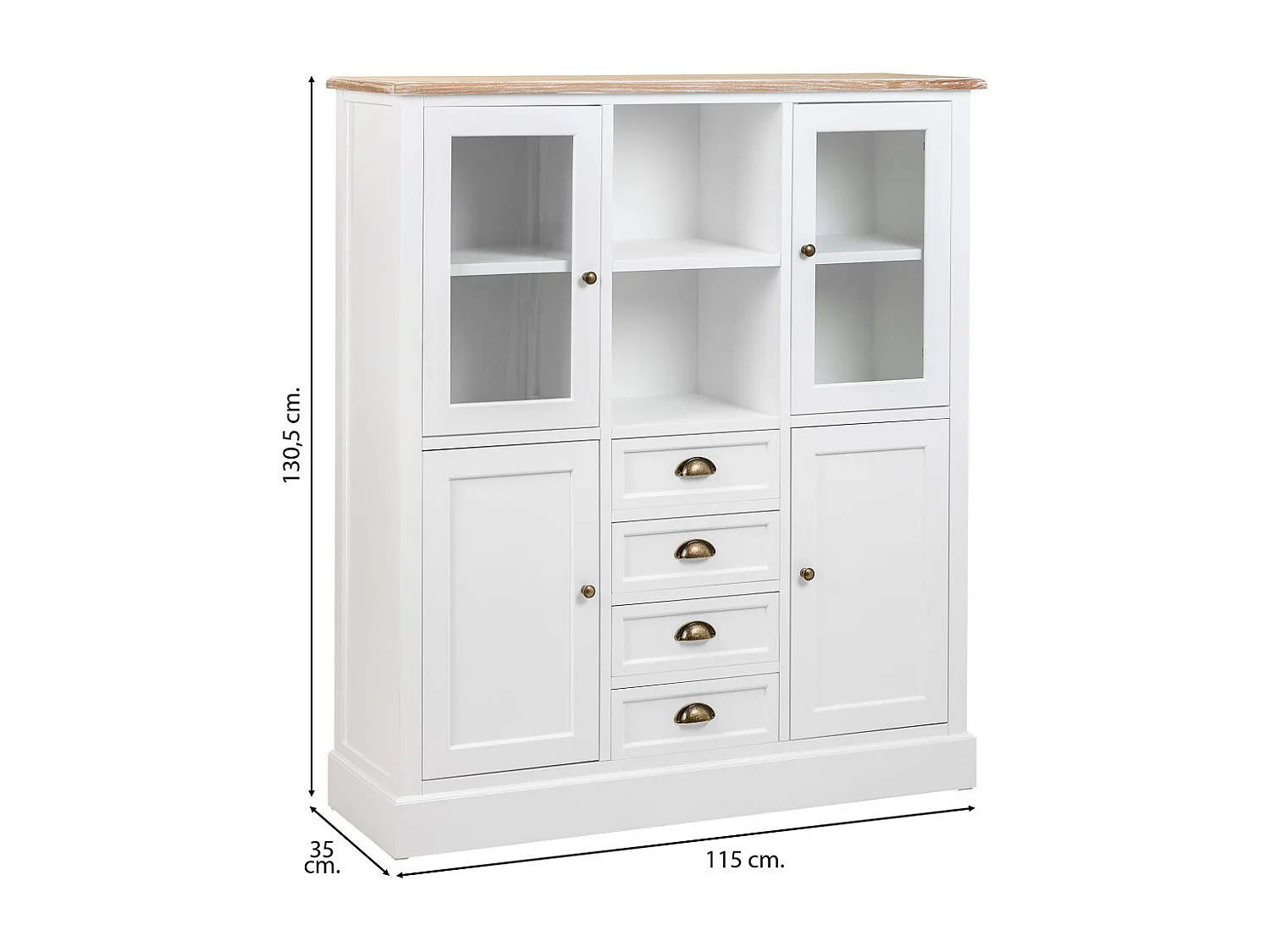 Weiße Holzvitrine 115x35x130,5h cm