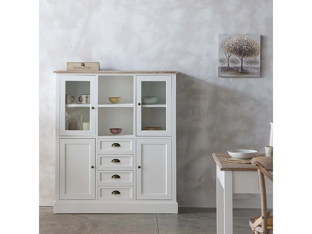 Weiße Holzvitrine 115x35x130,5h cm