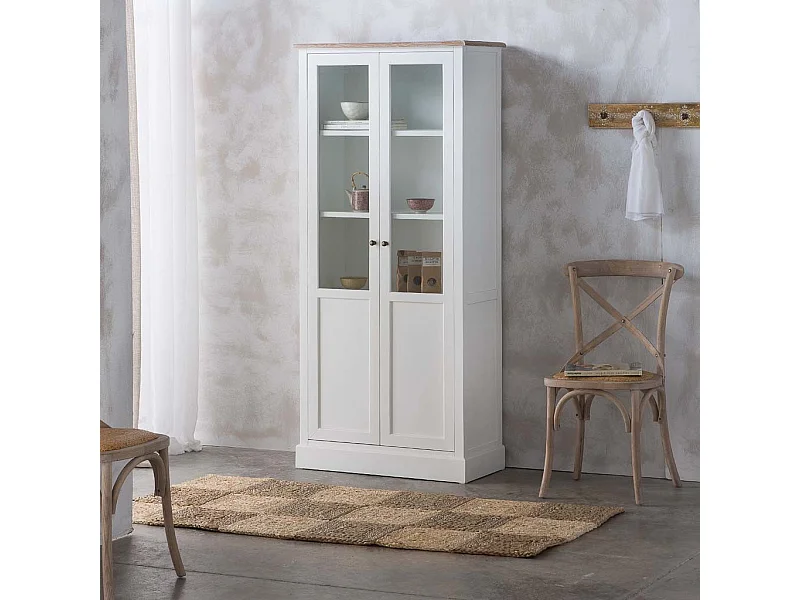 Vetrina in legno bianco 81x40x180h
