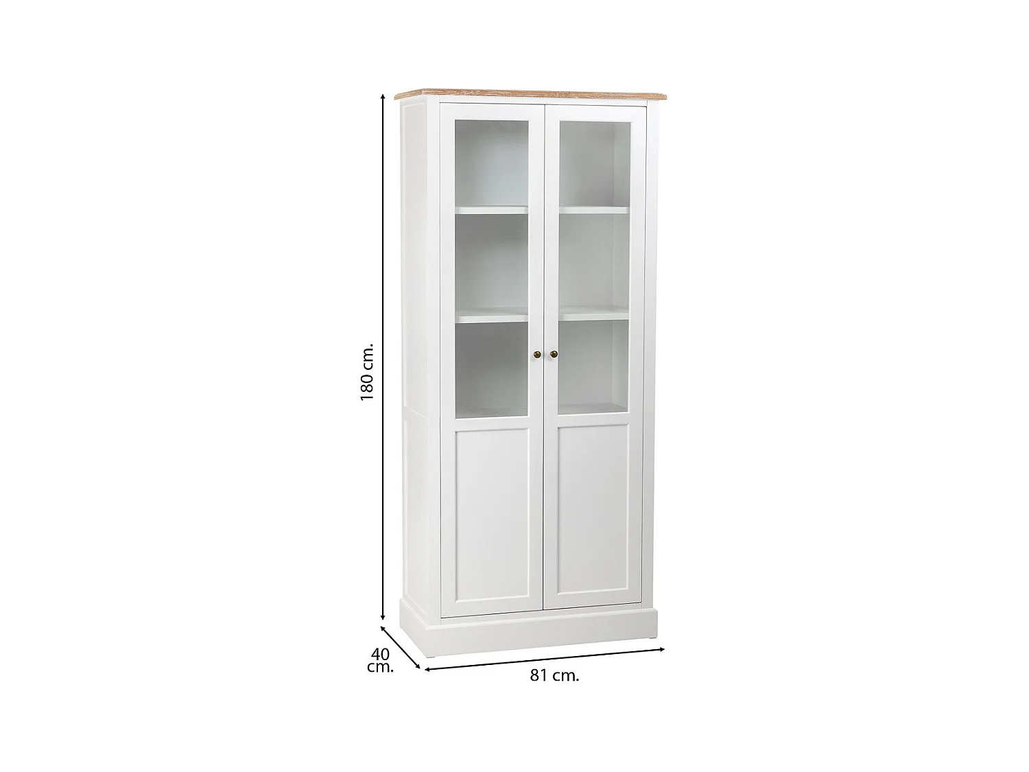Vitrine en bois blanc 81x40x180h