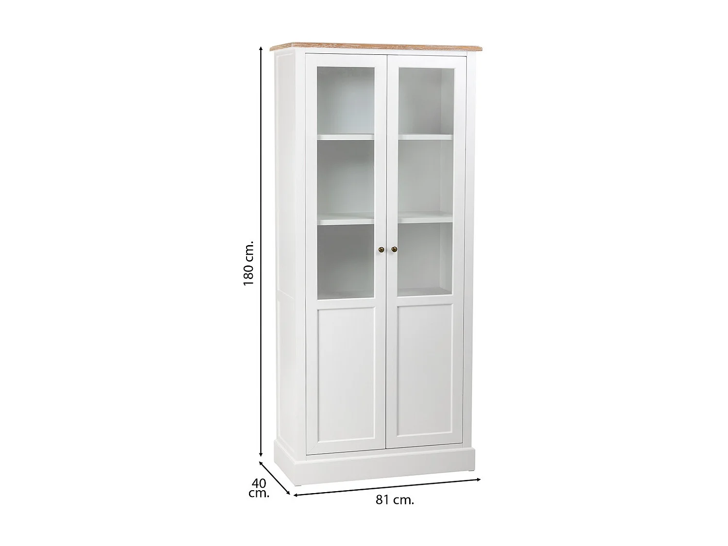 Vitrina de madera blanca 81x40x180