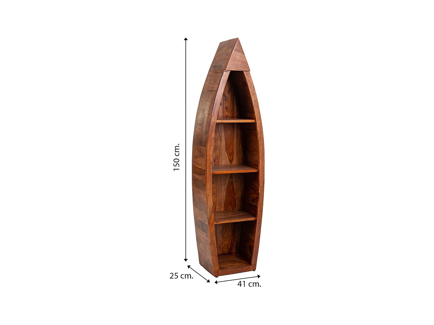 Bücherregal aus braunem Holz 41x25x150