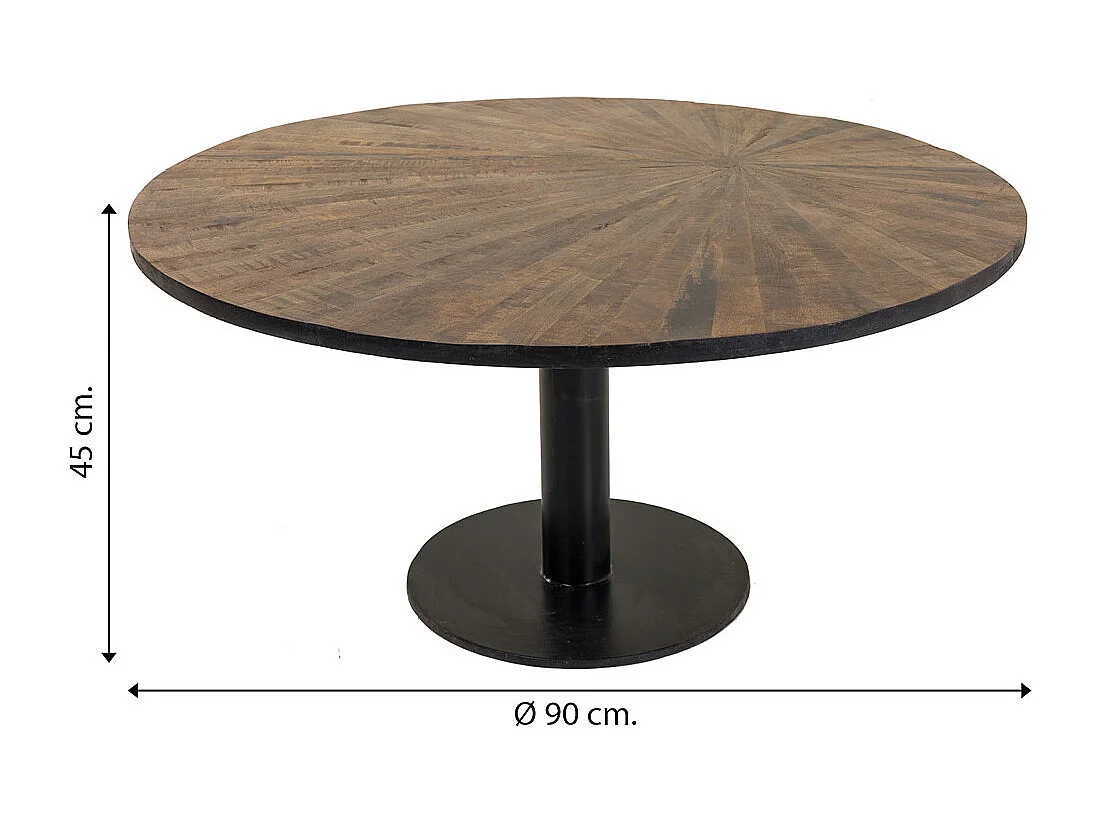 Table basse en bois et métal marron 90x90x45h