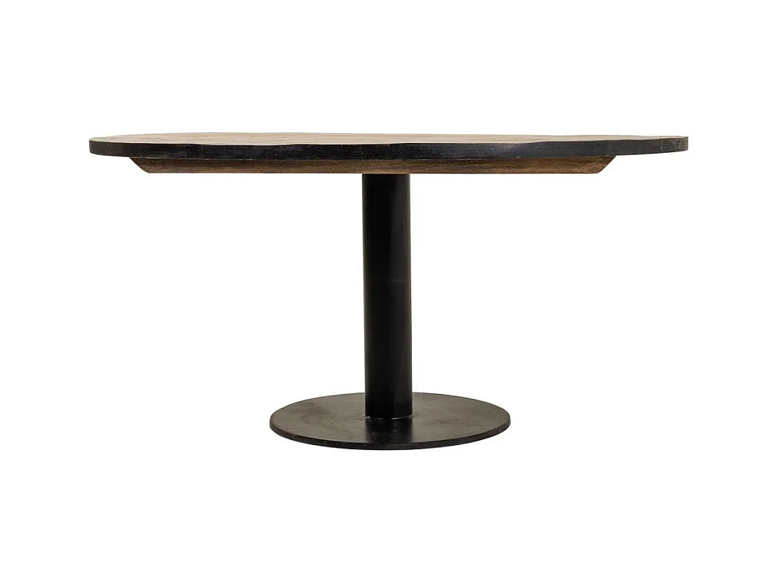 Brauner Couchtisch aus Holz und Metall 90x90x45h cm