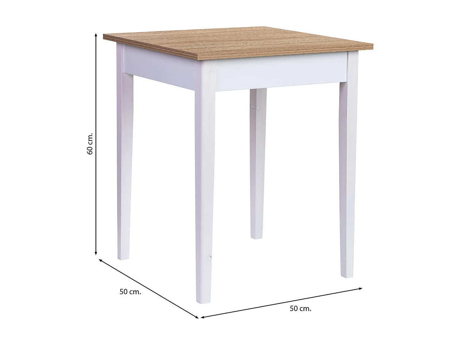 Mesa auxiliar de madera blanca 50x50x60h cm