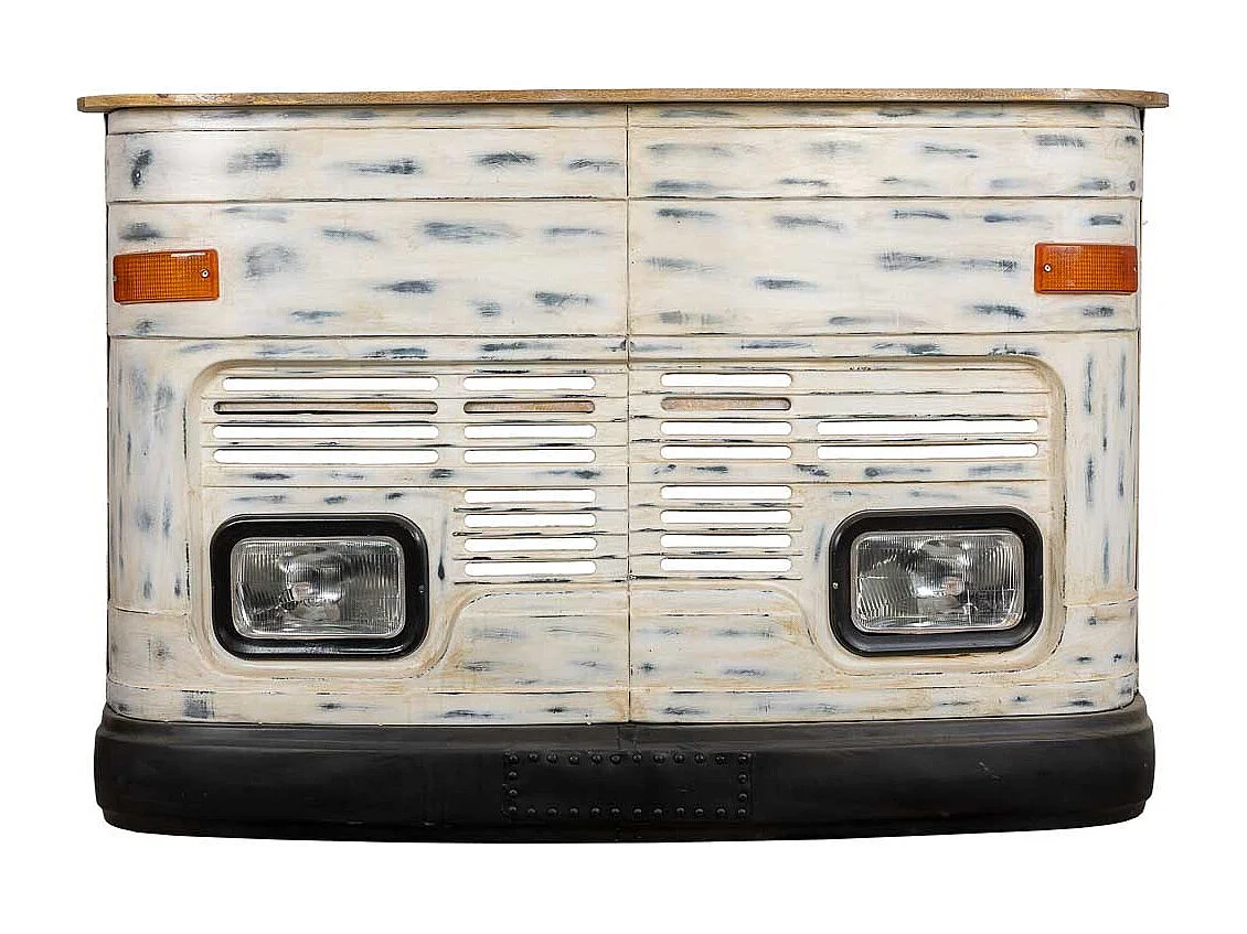 Bar à vin en bois et métal blanc 153x47x105h