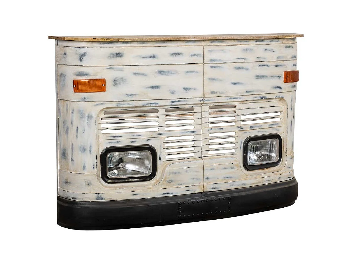 Bar à vin en bois et métal blanc 153x47x105h