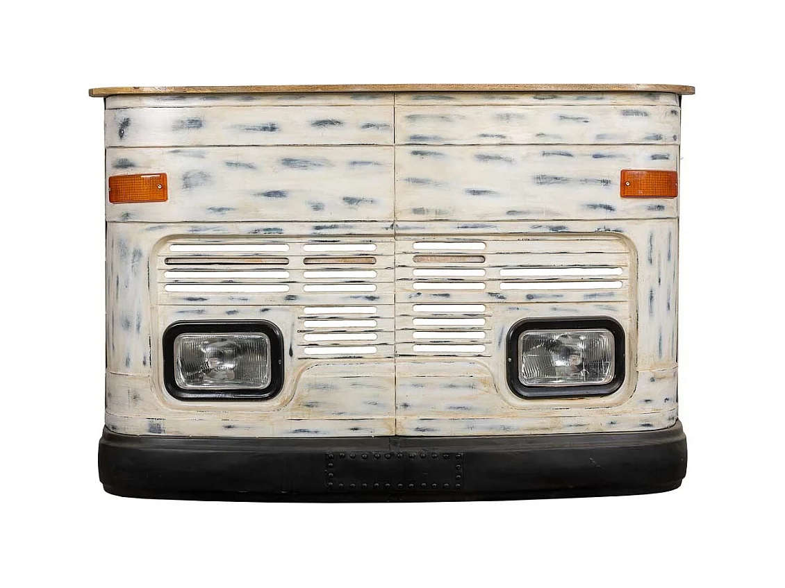 Bar à vin en bois et métal blanc 153x47x105h