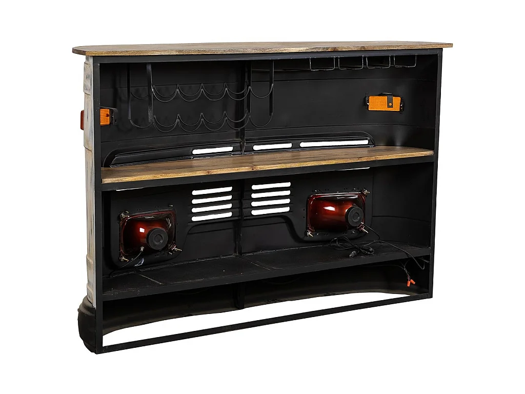 Mobile bar furgone in legno bianco e metallo 153x47x105h
