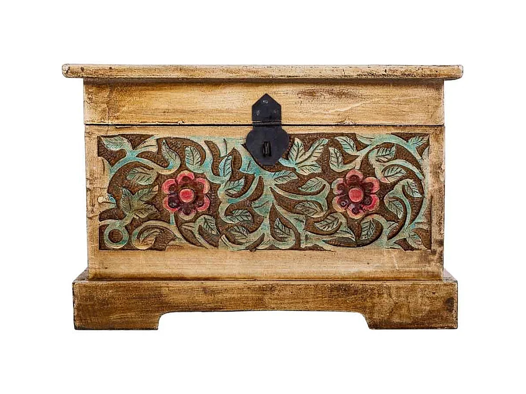 Baúl de madera artesanal marrón 30x17x20