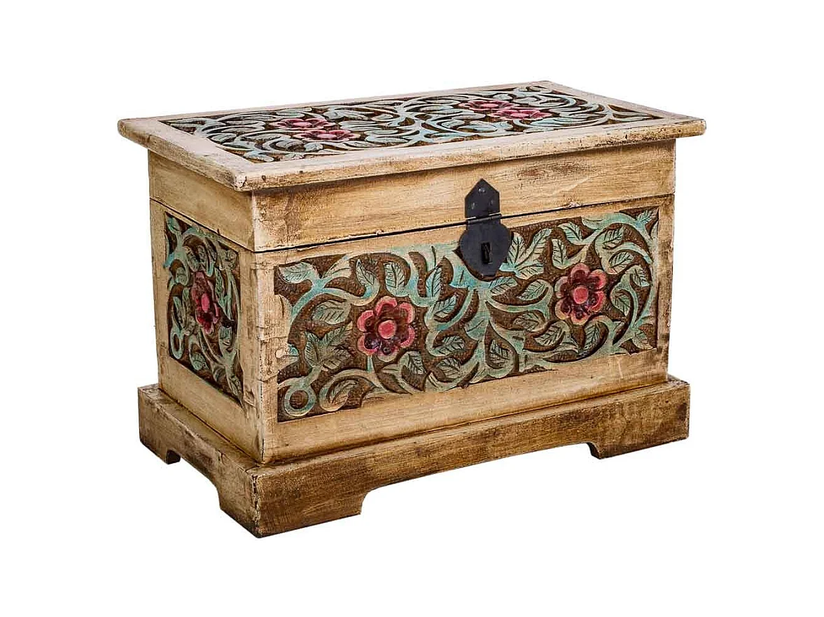 Baúl de madera artesanal marrón 30x17x20