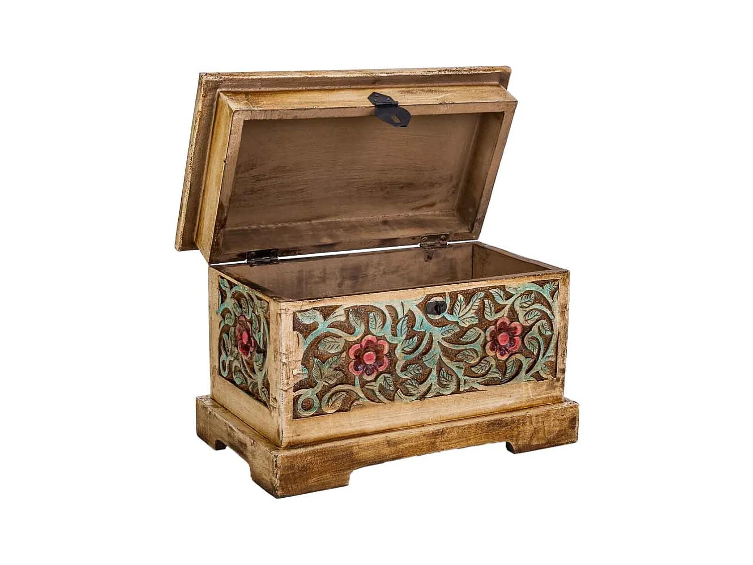 Baúl de madera artesanal marrón 30x17x20