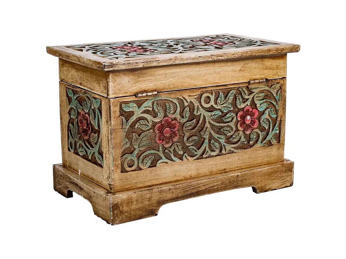 Baúl de madera artesanal marrón 30x17x20