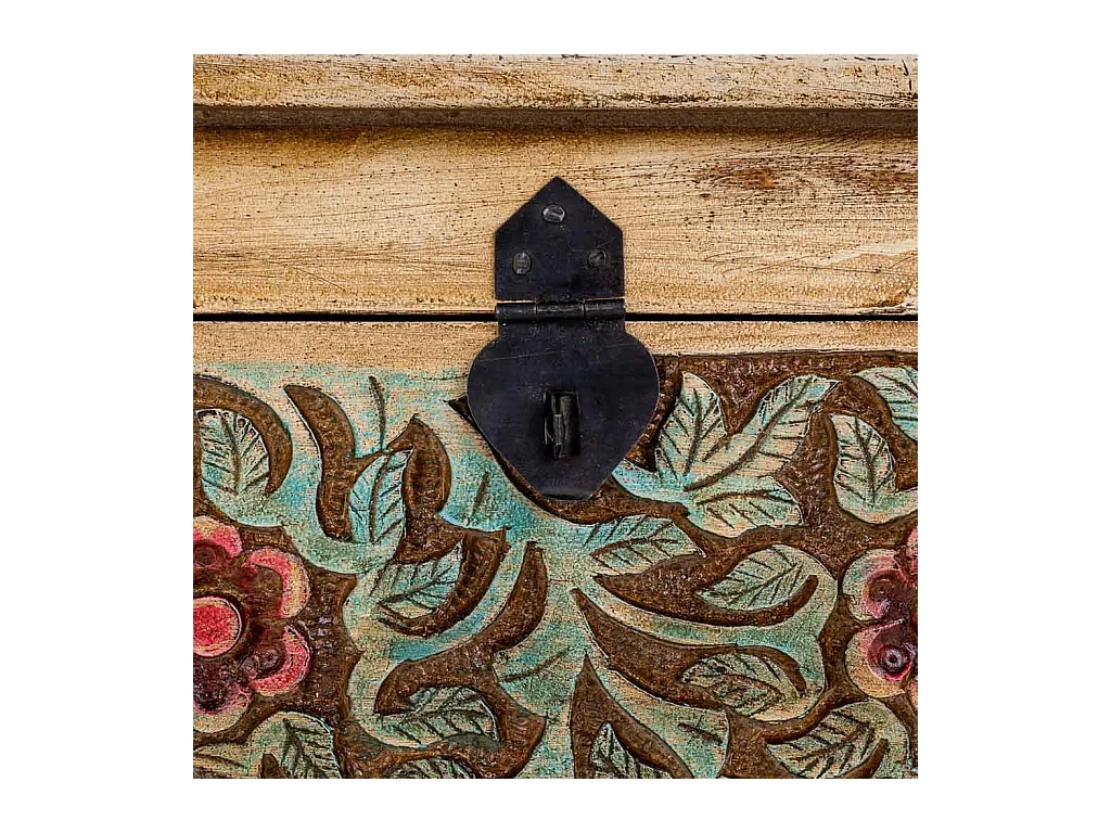 Baúl de madera artesanal marrón 30x17x20