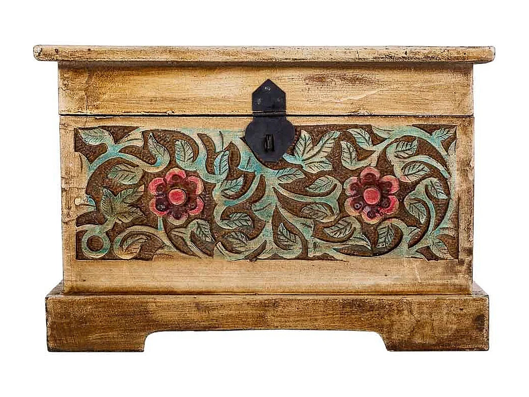 Baúl de madera artesanal marrón 30x17x20