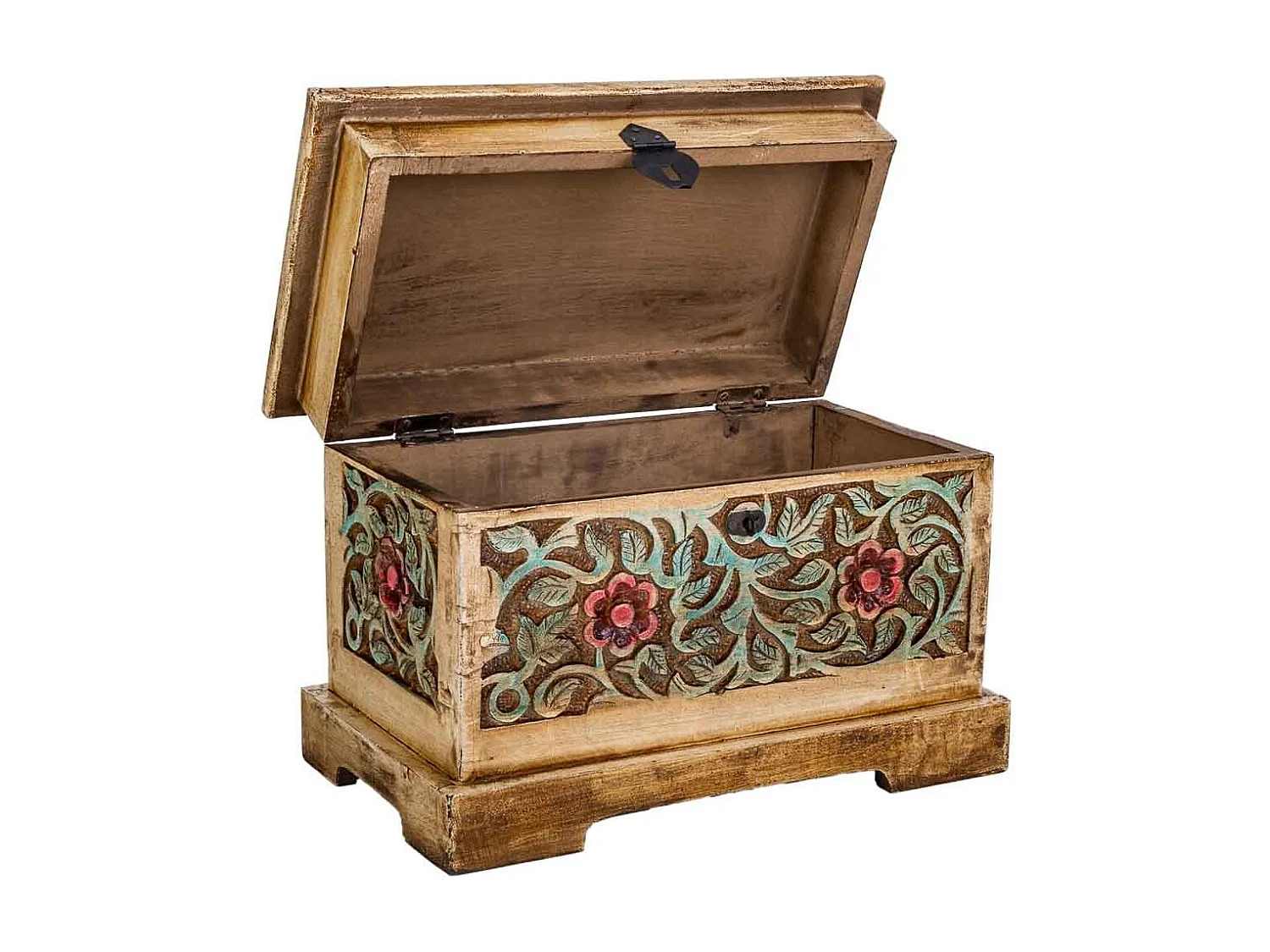 Baúl de madera artesanal marrón 30x17x20