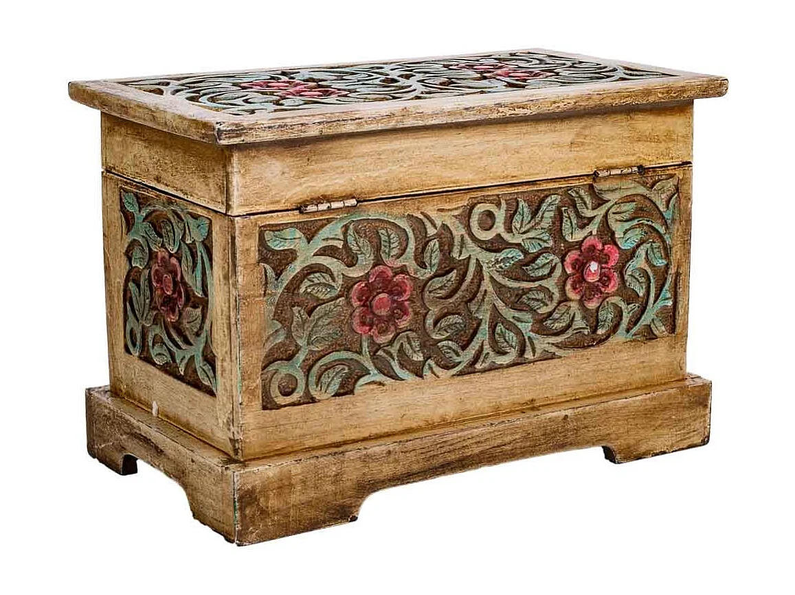 Baúl de madera artesanal marrón 30x17x20