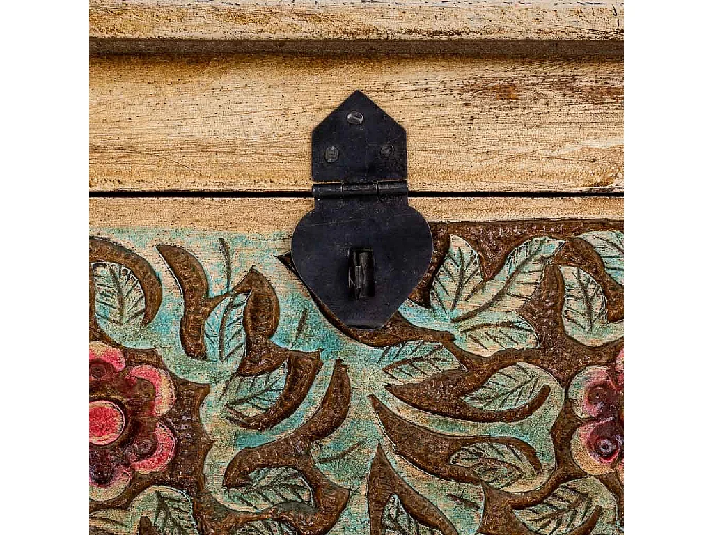 Baúl de madera artesanal marrón 30x17x20