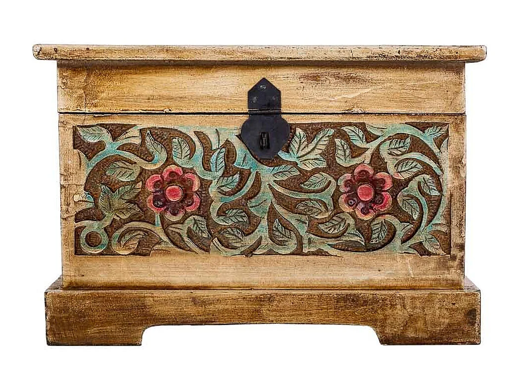 Baúl de madera artesanal marrón 30x17x20