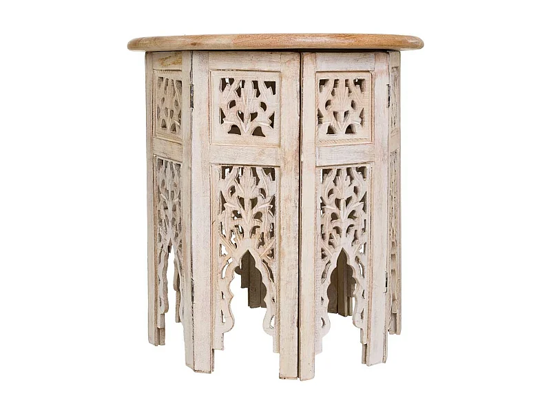 Mesa de centro feita à mão em madeira branca 45x45x45